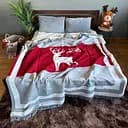 Плед покривало Bridge Merry Christmas двосторонній полуторний зимовий 200х150 Бавовна Червоний