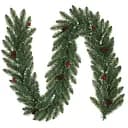 Гірлянда декоративна Black Box Trees Creston Frosted штучна з декоративними шишками та ягодами 270 см зелена (8718861153026)