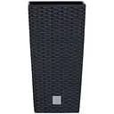 Горщик для квiтiв Prosperplast Rato квадратний високий, з вкладишем 2 в 1, 325 мм, антрацит (77950-433)