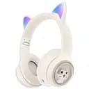 Дитячі бездротові Bluetooth навушники AZK-01 з RGB підсвічуванням і вбудованим мікрофоном Бежевий