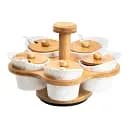 Набор баночек для сыпучих продуктов Yiwu HP1225 5 шт по 120 мл на подставке белый мрамор