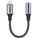 Адаптер Ugreen US211 3.5 мм FemaleLightning Male Aluminum Shell 10 см чорний