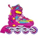 Ролики Profi A4149-M-P з підсвічуванням, шнурівка + бакля, алюміній, 35-38 рожеві