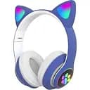 Беспроводные Bluetooth наушники кошачьи ушки CAT STN-28 с микрофоном и LED RGB подсветкой синие