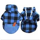 Худі Ginger для тварин XL Клітинка з кишенею синє