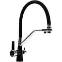 Смеситель Platinum LN077 с функцией фильтра гибкий поворотный двухрычажный из нержавеющей стали черный