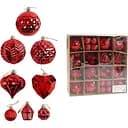 Набір новорічних прикрас 40 іграшок на ялинку різної форми, червого кольору (160806)