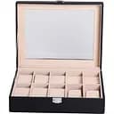 Шкатулка-органайзер Yiwu для украшений и аксессуаров с накидным замком 25.5x20x7.5 см черная HP-5-6B