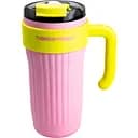 Термокружка ThinkDifferent 860 мл с крышкой на защелке и ручкой, розовый с желтым Happy Life HP28487P