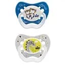 Силиконовая пустышка Nip Замечательная жизнь №3 Выдры и Динозавр, 16-32 мес., синий с серым, 2 шт. (31303)