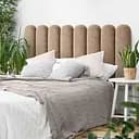 Стінова панель, з закругленим краєм, оксамитове узголів'я ліжка, бежева 30*100*4 см