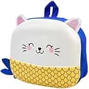 Рюкзак FG240502006A у формі кота-русалки, EVA-піна, текстиль, декоративні блискітки, 23×20×8 см жовто-синій