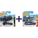 Набір: Базова машинка Hot Wheels Batman: Arkham Knight Batmobile синя (5785) + Базова машинка Hot Wheels Than And Now 83 Chevy Silverado синя (5785)