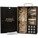 Подарочный набор Whiskey Stones камни для виски в деревянном пенале №7 + декантер и 2 стакана Luna + щипцы + мешочек