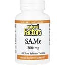 Аминокислота Natural Factors SAMe 200 mg, 60 таблеток для поддержания настроения и печени