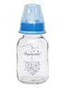 Пляшечка для годування Курносики, скляна, з силіконовою соскою, від 0 міс., 130 мл, блакитний (7010 гол)