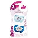 Пустышка Nip Чудесная жизнь № 3, силиконовая, 16-32 мес., 2 шт., голубой с синим (31303)