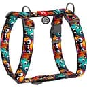 Шлея для собак Waudog Nylon Зубасті монстри анатомічна H-подібна з QR паспортом XL 55-95 см