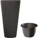 Горшок для цветов Prosperplast Matuba высокий, с вкладышем 2 в 1, 300 мм, антрацит (71369-433)