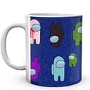 Кружка GeekLand Амонг Ас Among Us Один из нас Два ряда на синем фоне AU.02.567 330 мл белая