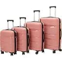 Набір валіз 4в1 ABS-пластик з кодовим замком і телескопічною ручкою рожевий (PP002)