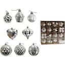 Набір новорічних прикрас 40 іграшок на ялинку різної форми, сріблястого кольору (160810)