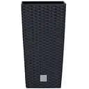 Горщик для квiтiв Prosperplast Rato квадратний високий, з вкладишем 2 в 1, 225 мм, антрацит (77963-433)