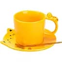 Чашка керамічна Happy Life Котики з блюдцем та ложкою жовта 250 мл HP7202Y