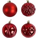 Набір новорічних прикрас 24 текстурні іграшки на ялинку, червоного кольору (161623)