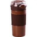 Термокружка 400 мл с трубочкой и крышкой на защелке, коричневый Happy Life HPGM3001BR
