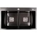 Кухонная мойка Platinum Handmade PVD HDB из нержавеющей стали 3.0 мм квадратный сифон 78x48x23 см черная