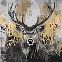 Набор для росписи по номерам Золотой олень с красками металлик, Ideyka, 40x40 см, КНО6725