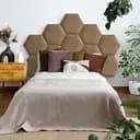 Стінова панель, шестикутник сота, оксамитове узголів'я ліжка, бежева 35*40*4 см