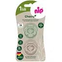 Пустушка кругла Nip Вишенька Зелена серія 0-6 міс. зелена з бежевим 2 шт. (38875-51)