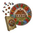 Деревянный фигурный пазл Декоративная Роспись Живописный Дом, А4, Деревянная коробка 100 элементов