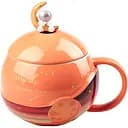 Чашка керамическая Happy Life Космонавт с крышкой и ложкой оранжевая 400 мл HP877O