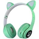Детские наушники Cat MZ-023 Bluetooth RGB подсветка FM microSD с кошачьими ушками зеленый