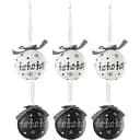 Елочные стеклянные шары J-line белого и черного цвета 8 см 6 шт. (37388)