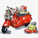 Картина по номерам Ideyka Рождественский мотоцикл ©fashionillustration_tania KHO5011 30х30 см