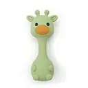 Силіконовий гризунець-брязкальце Cheeks «Жираф» 2 в 1 оливковий — перший м’який друг вашого малюка