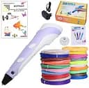 3D Ручка для детей в Украине + трафареты + 100 м эко-пластика (20 разных цветов) + светящийся в темноте пластик с LCD Фиолетовая