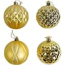 Набір новорічних прикрас 24 текстурні іграшки на ялинку, золотого кольору (161623)