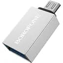 Адаптер перехідник Borofone BV2 MicroUSB to USB 3.0 F сріблястий