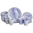 Столовый набор посуды тарелок и чашек 16 предметов на 4 персоны Marble Clara фарфоровый, обеденный столовый сервиз тарелок Синий Yiwu MD-16-3B