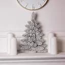 Новорічна декоративна настінна ялинка засніжена Полонина 60 см на дерев'яній підставці Lugi SOK-M-V-2