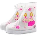 Дитячі гумові бахили Lesko M 20,5 см Рожевий, Дві принцеси (15351)