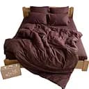 Комплект постельного белья Lelit Полуторный 150х215 см страйп сатин SS-3008/2 коричневый (2000000005447)