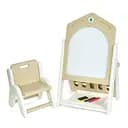 Мольберт-доска двусторонняя Bambi Y1029, стульчик, аксессуары, складной, Размеры (ШхГхВ): 62x45.6x78.5/96 см, Белый