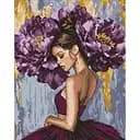 Алмазна мозаїка Балерина з пурпурними півоніями AMO8353, 40х50 см