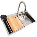 Кухонна мийка зі змішувачем Platinum Handmade Водоспад 75x45B PVD з нержавіючої сталі 78x45x21 см сатин